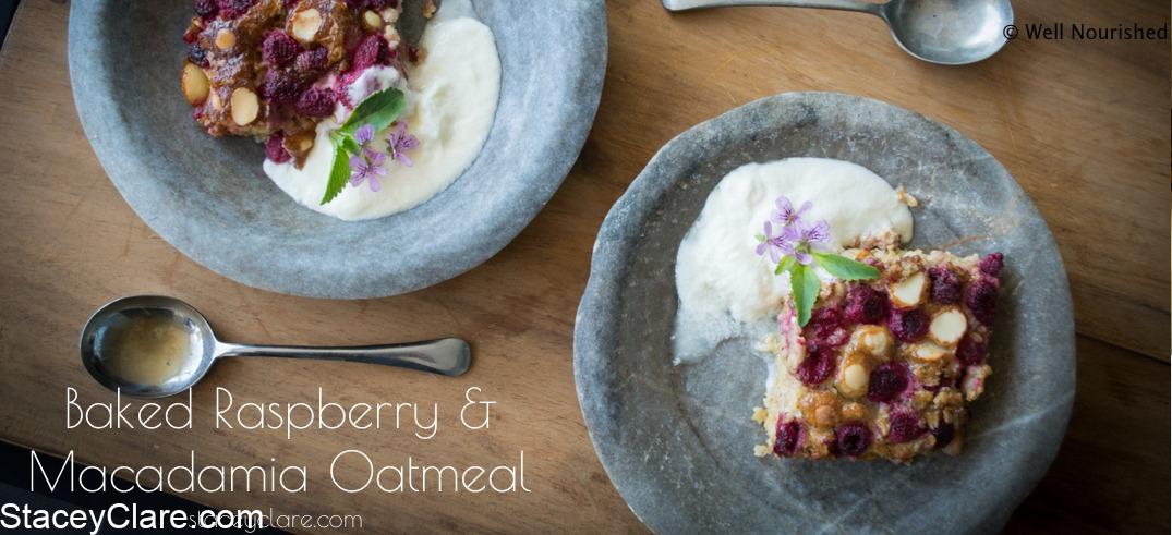 Baked Raspberry & Macadamia Oatmeal Recipe