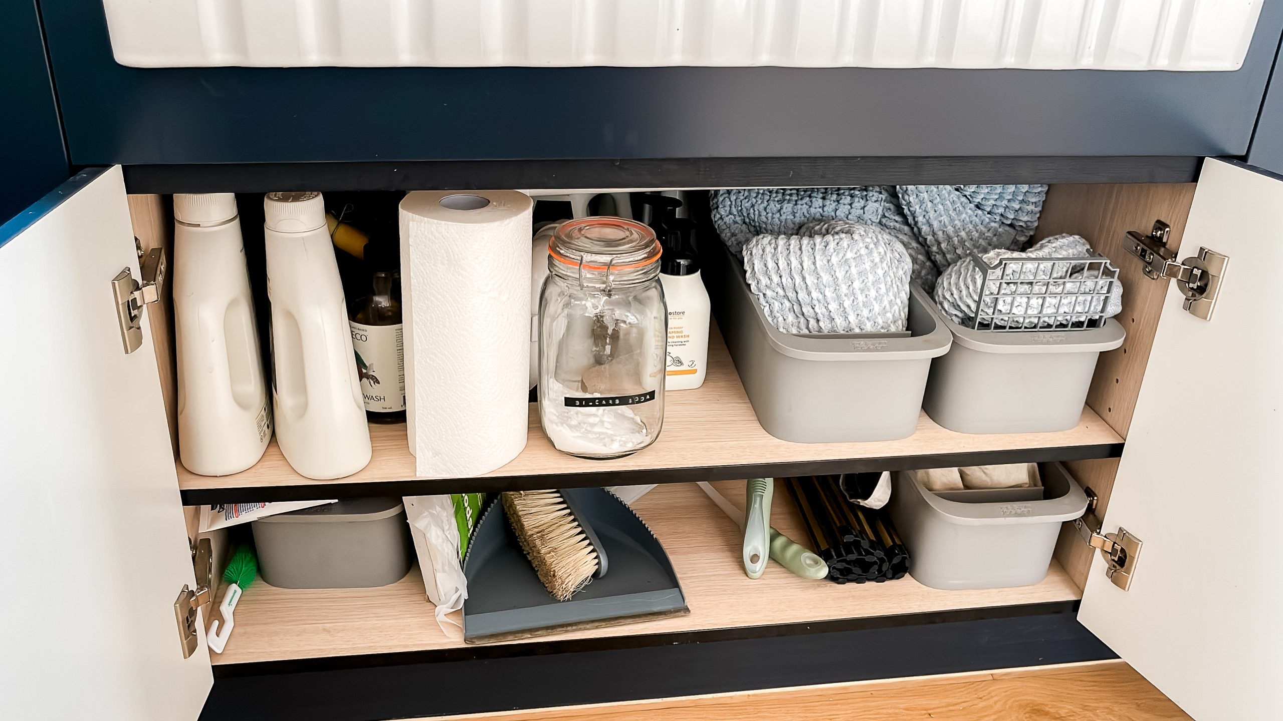 Under sink organisation in a small kitchen stacey clare